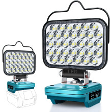 Cordless LED Work Light for Makita 18v Battery, Portable Flood Lights 66W Spotlight Lighting 6600LM with Type C & USB Fast Charging for Camping,