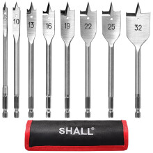SHALL 8-Piece Wood Spade Drill Bits Set, 1/4 Inch Quick Change Hex Shank, ? 6-32 mm, Flat Wood Drill Bit, Storage Pouch Included