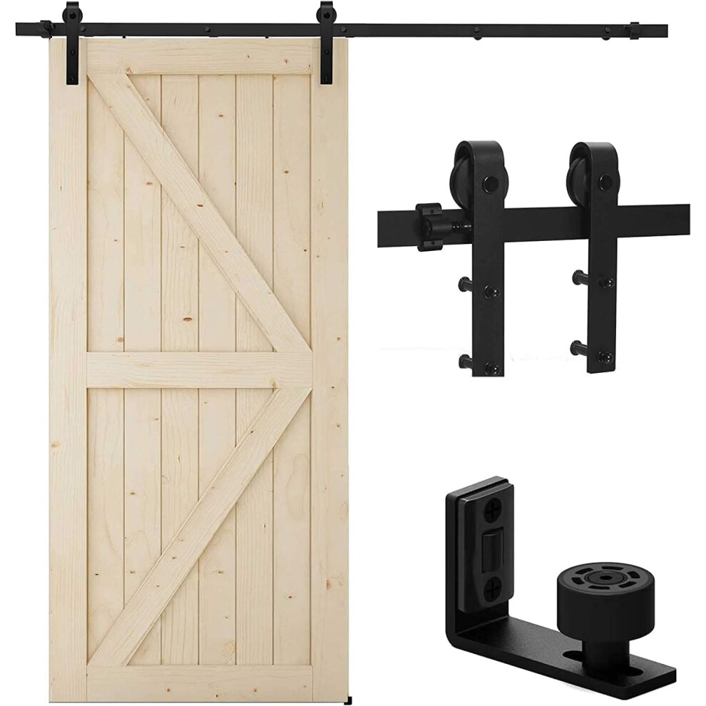 Tsmst 183Cm/6Ft Sliding Door Track Barn Door Hardware Kit Closet Rail Roller Accessory Adjustable Floor Guide 5051221754789