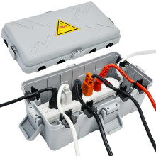 Hrensaw Medium Outdoor Electrical Box(10.6x5.5x4.5in), Weatherproof Connection Box w/6 Cable Entry, IP54 Waterproof Extension Cord Cover Protect Power
