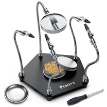 Third Hand Soldering Tool, Preciva Magnetic Helping Hands for Assembly, 4 Flexible Welding Auxiliary Alligator Clamps and Magnifying Glass, Clamp