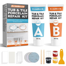 Bondtech Tile Repair Kit, White Shower Tray Repair Kit, Bath Enamel Repair Kit for Chips, Dents, Cracks, Holes on Porcelain, Ceramic (XBG-B2)