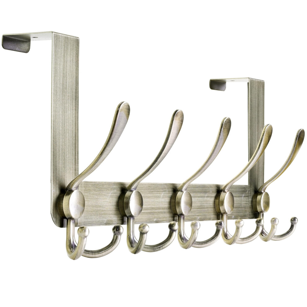 Honsky Over Door Hook- Rustic,5 Triple Hooks Sturdy Over Door Hanger,Metal Durable Door Towel Rack For Hanging Coat,Clothes,Jacket,Antique Bronze 5051221755106