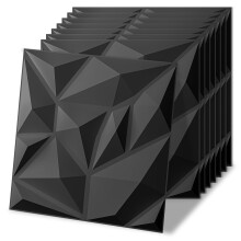Art3d 20 Pack Decorative 3D Wall Panels, 19 Sq.Feet PVC Interior Wall Decor for Office, Bedroom, Kitchen, 11.8"x11.8", Black