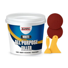 Multipurpose All-Purpose Ready Mixed Filler White 600g Tub with 2 Spreaders and 2 Sandpapers ? 5pcs Filler Set ? Ideal for Interior & Exterior Repairs