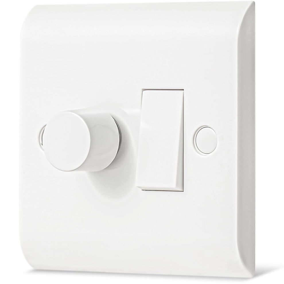 Led Dimmer And Rocker Wall Light Switch Combo, 2 Gang 2 Way Switch & Trailing Dimmer On/Off Trailing Edge Switches For Led/Halogen Bulbs/Incandescent 5051222391969