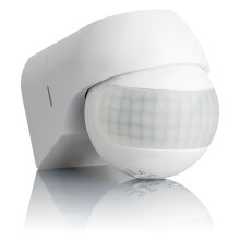SEBSON PIR Sensor Outdoor IP44, Wall Mounted, Infrared Motion Sensor, LED suitable, Range max. 12m/180?, swivelling, max. 800/400W, white