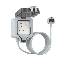 Outdoor Extension Lead Waterproof 5M/16ft, External Power Electrical Cable, Outside Switched Socket IP66 Weatherproof Plug Sockets for Garden,
