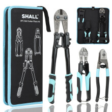 SHALL 3-Piece Bolt Cutter Kit, 14" Heavy Duty Bolt Cutter, 8" Wire Cutter, 8" Wire Rope Cutter, Ergonomic Handle, Security Lock, More Efficient