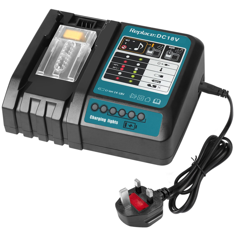 Powarobor Fast Charger Compatible With Makita 14.4V-18V Li-Ion Battery Bl1815 Bl1830 Bl1840 Bl1850 Bl1860 Bl1415 Bl1430 Bl1440 Dc18rd Dc18ra Dc18sf 5051221755496