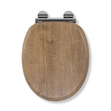 Croydex Ontario Flexi-Fix Soft Close Wooden Toilet Seat - Flexi-Fix Adjustable Stainless Steel Hinges, Quick Release Button and Anti-Bacterial Wood,