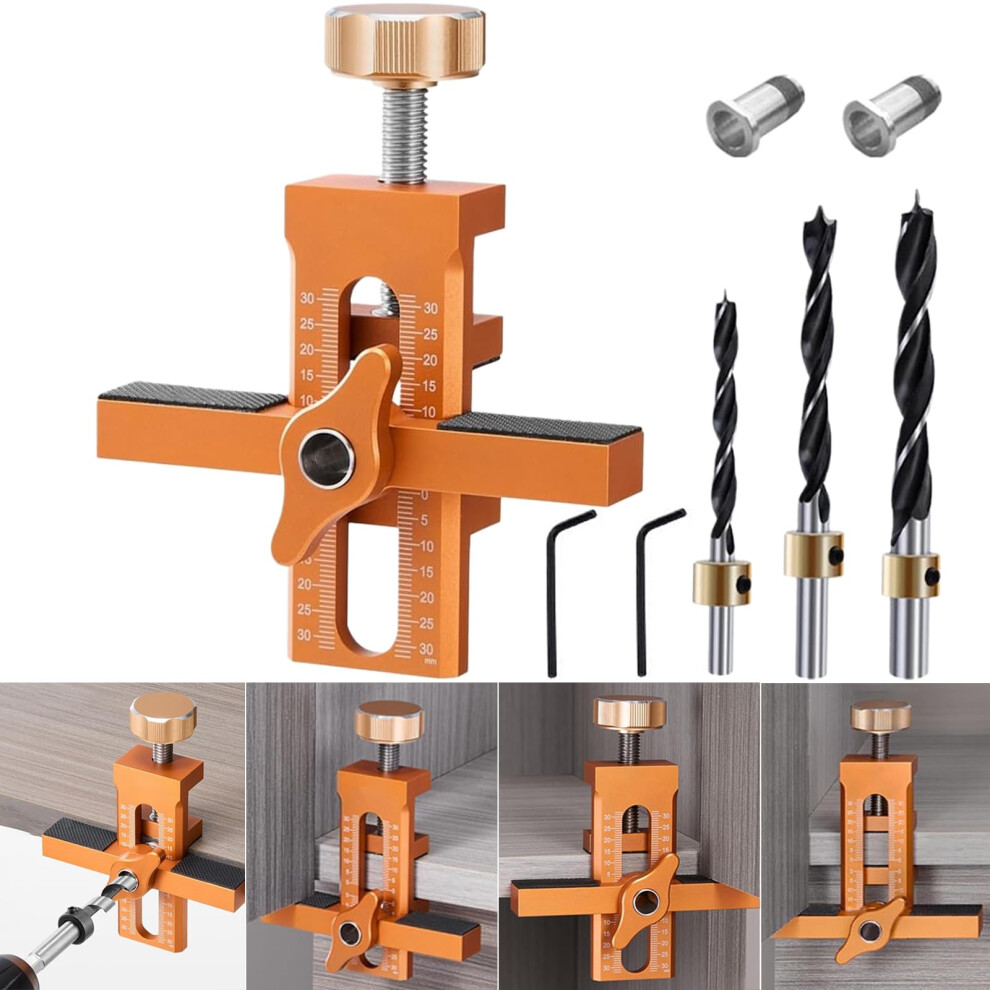 Cabinet Door Installation Jig, 2-In-1 Mounting Tool With Adjustable Positioner, Aluminium Alloy Versatile Cabinet Door Positioning Tool For Most 5051222388839