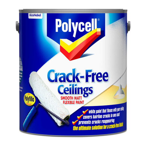 Polycell Crack-Free Ceilings Smooth Matt, White, 2.5L 1