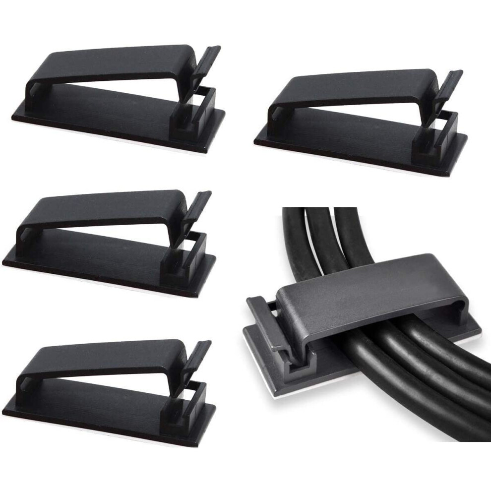 Soulwit? 50-Pcs Self Adhesive Cable Management Clips, Cable Organisers Wire Clips Cord Holder For Tv Pc Laptop Ethernet Cable Desktop Home Office 5051221758572