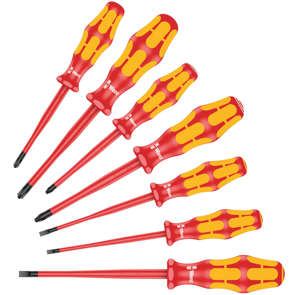 Wera 05135961001 Screwdriver Set Kraftform Plusserie 100" 160Iss-7 Pcs, - Red/Yellow