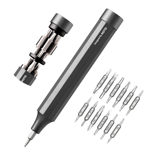 HOTO Precision Screwdriver Set, 24-in-1 Multi-Bit Screwdriver, Mini Hand Set with 12 Double End S2-Steel Bits, Ideal for Phone/Glasses/Watches/Laptop,