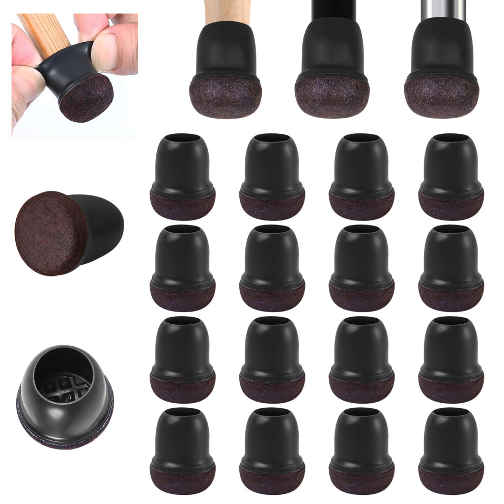 Ezprotekt Chair Leg Covers ? 0.75", 16Pcs Small Black Silicone Chair Leg Floor Protectors With Wrapped Felt, 13-20 Mm Rubber Chair Leg Caps, Furniture 5051221761978