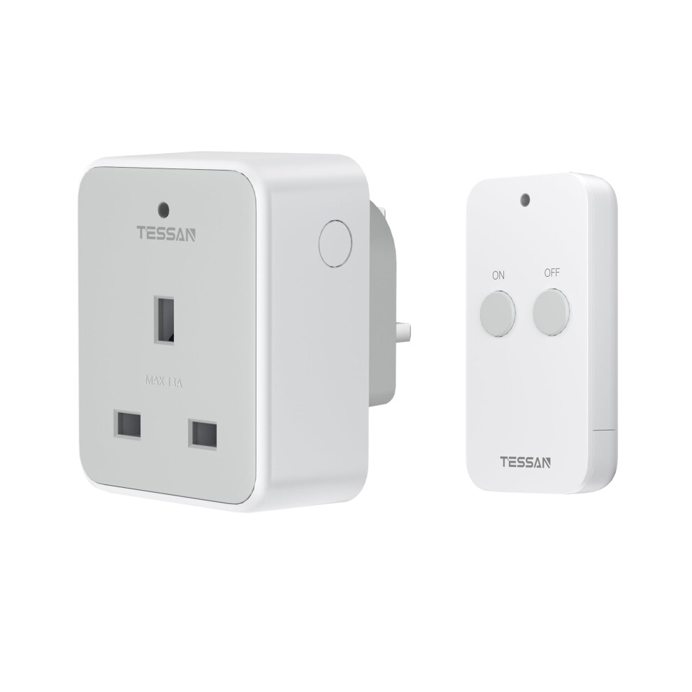 Tessan Remote Control Plug Socket Uk, Remote Socket With 30M Operating Range, Programmable Wireless Plug For Household Appliances 5051222380581