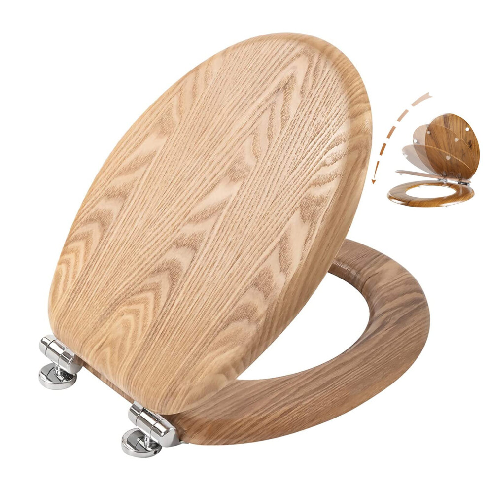 Angel Shield Antibacterial Wooden Soft Close Toilet Seat With Quick Release Adjustable Hinges Toilet Seat Easy Clean And Assembly For Bathroom 45 X 37 5051222396155