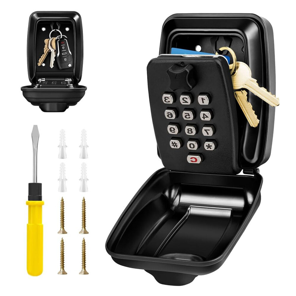 Key Safe Wall Mounted Police Approved,Key Lock Box Outdoor,Large Key Lock Box With Resettable 12-Digit Code Key Safe Box With Weatherproof Cover For 5051222397213