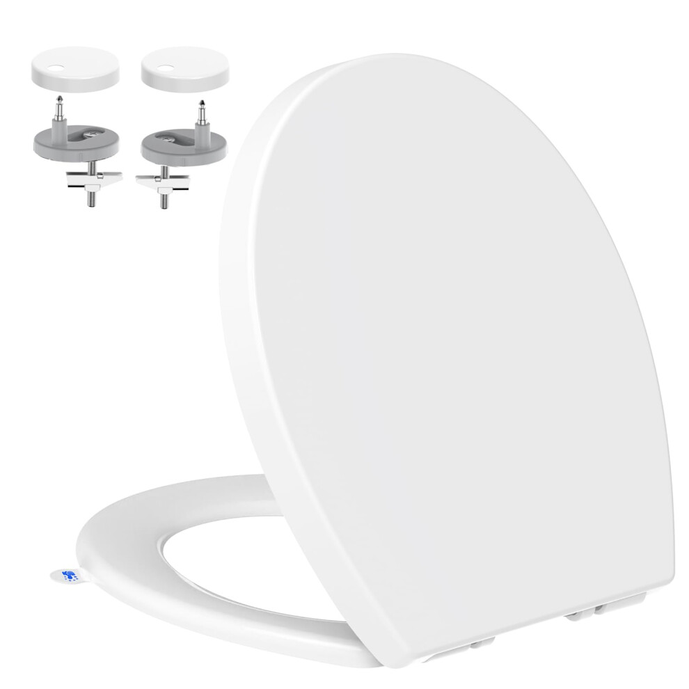 Yeaupe Pro Toilet Seat Soft Close - Universal Quick Release Toulet Seat With Adjustable Hinges For Easy Cleaning, Oval White Bathroom Bowl Seating, 5051222393956