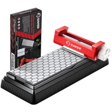 Saker Honing Guide with Whetstone - Red Off-Center Upgraded Honing Tool and Diamond Sharpening Stone Set Kit for Kitchen Knife, Short Chisels and
