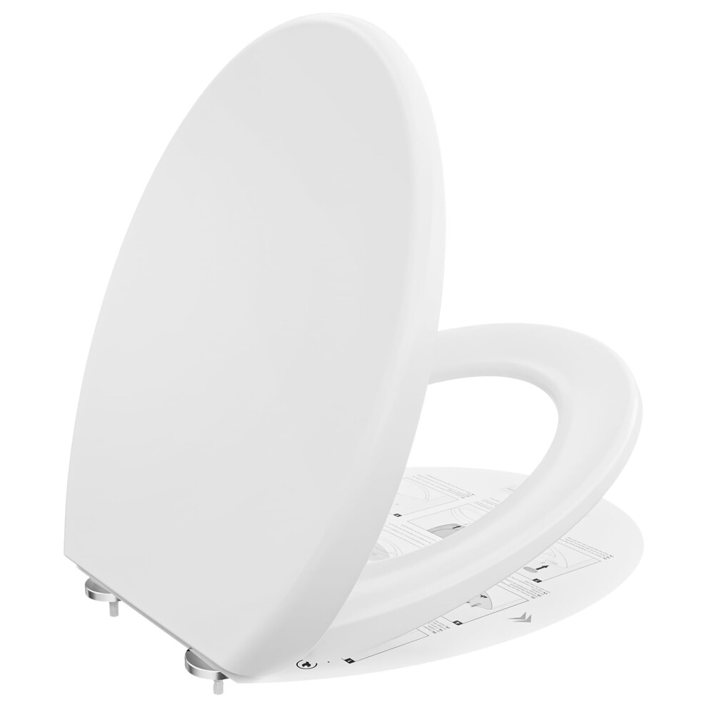 Derw Soft Close Toilet Seat, Heavy Duty Environmentally Friendly Urea-Formaldehyde Resin, O-Shaped Design, Quiet Slow Close, Quick Release, Install 5051221761077