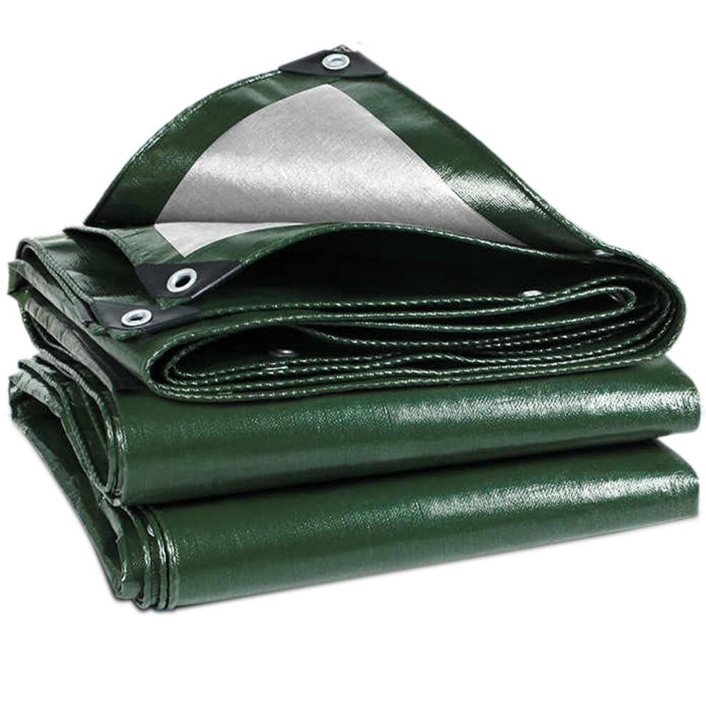 Wohohoho 125Gsm Tarpaulin Waterproof Heavy Duty, 3M X 4M Large Green Rainproof Tarp Uv/Tear Resistant Pe Tarpaulin Sheet Tent With Reinforced Eyelets, 5051222393628