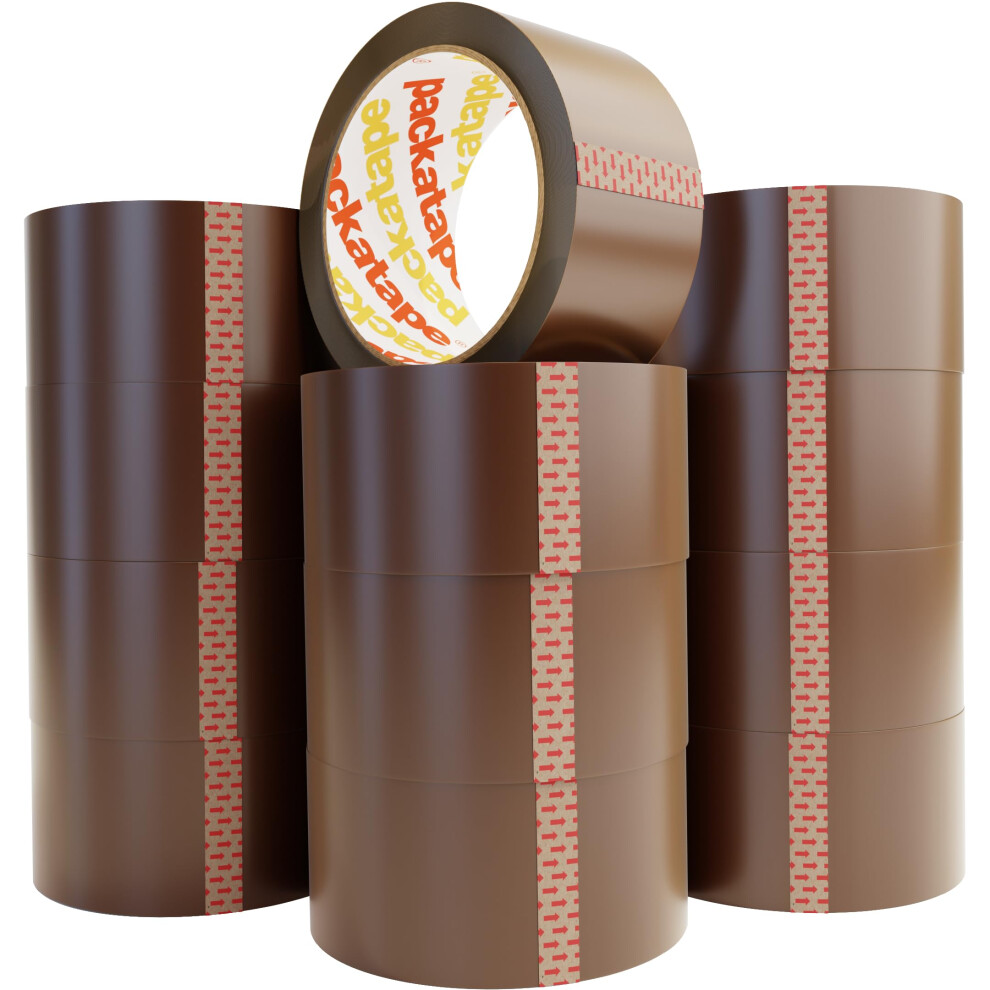 Packatape Brown Packaging Tape, Heavy Duty Packing Tape For Industrial And Warehouse Use, 12 Rolls 48Mm X 66M 5051221766485