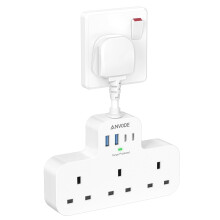 Multi Plug Extension Socket with USB C, ANVODE 3 Way Plug Adaptor with Flexible Socket, Adapter Plug UK Turn 1 to 7, Short Extension Lead Power Strip