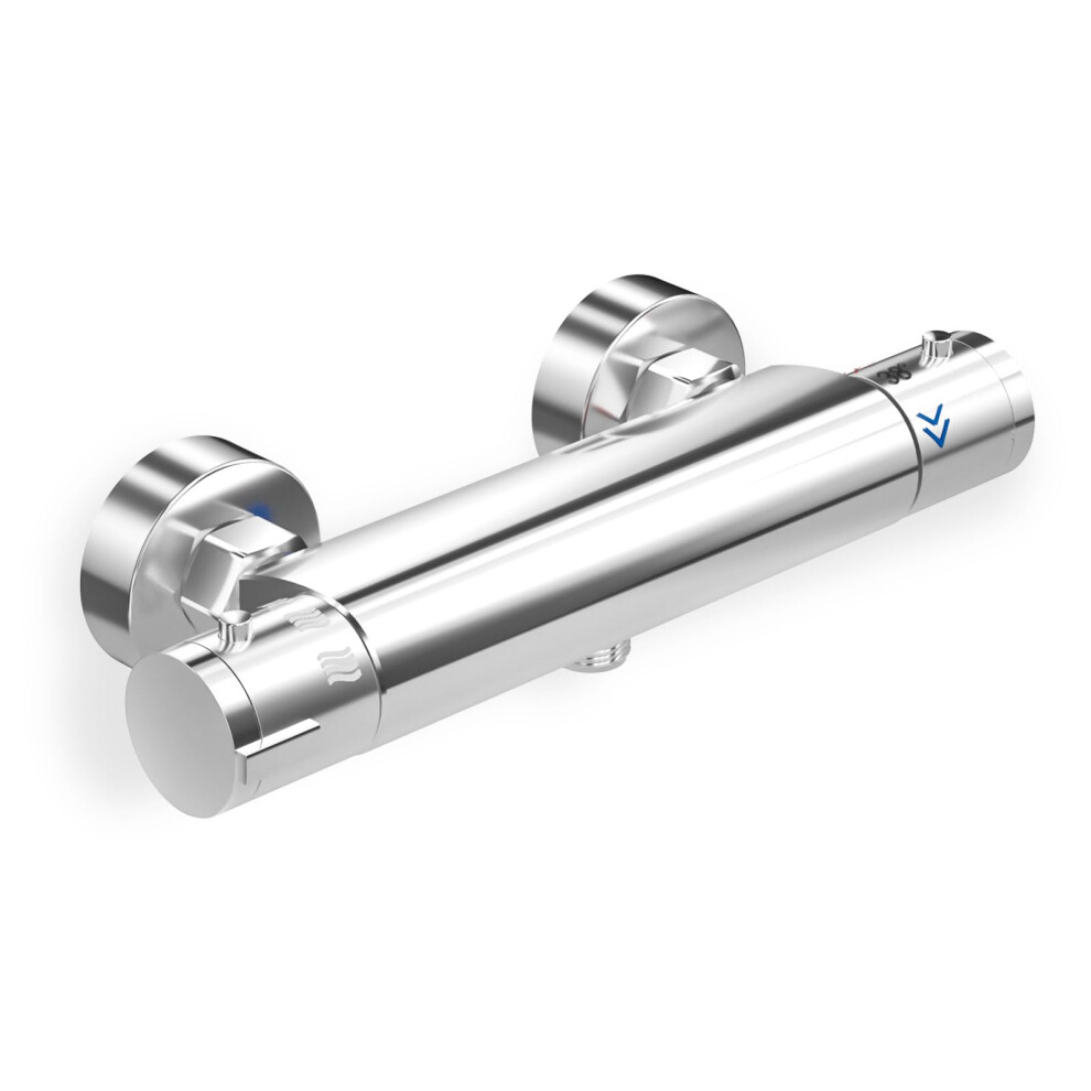 Thermostatic Shower Mixer Bar Single Lever Exposed Bath Shower Mixer Valve Anti Scald Tap, Hot Cold Water Mixer Constant Temperature Control For 5051221764474