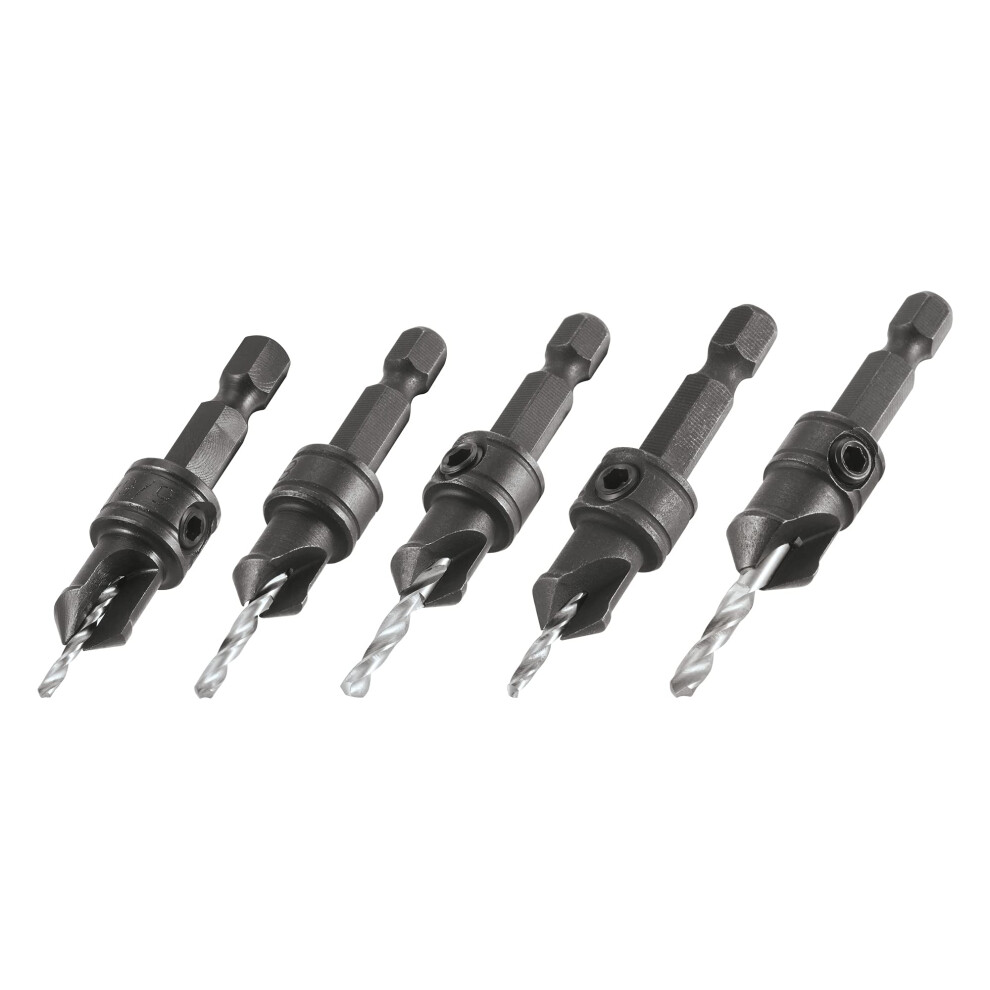 Trend 5-Piece Quick Release Countersink Set, 1/4 Inch Hex Shank, Tool Steel Body, Hss Drill Bit, 5 Pack, Qr/Cs/Set