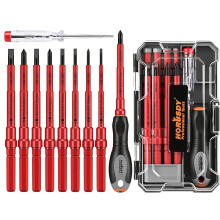 HORUSDY 10-Piece 1000V VDE Insulated Screwdriver Set | Magnetic Tip Electrician Screwdriver Set | Phillips & Slotted | Chrome Vanadium Steel