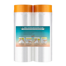 LLPT Tape and Drape Pre-Taped Masking Film | 2-Pack | Versatile Painter's Plastic Dust Sheets for Auto Wall Furniture Painting and Spraying Protection