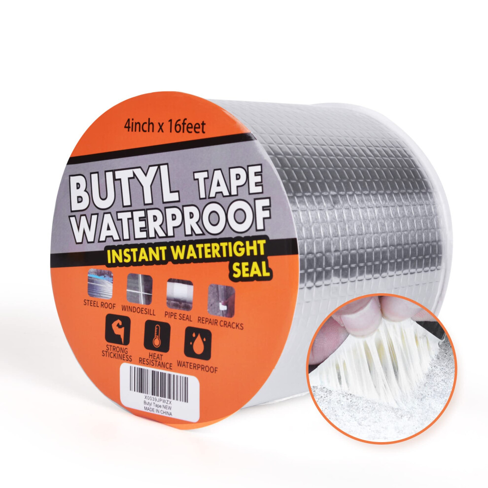 Tapebear Butyl Tape For Roof And Leak Repair, Waterproof Sealing Tape Silver Aluminum Tape For Window, Glass, Silicone & Edpm Patching Pipe Sealing, 5051221762852