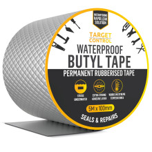 Target Control Butyl Tape Waterproof | 5M X 100MM | Roof Felt Repair, Outdoor Use Seal, Waterproof Roofing Strip, Flashing Tape for Roofing