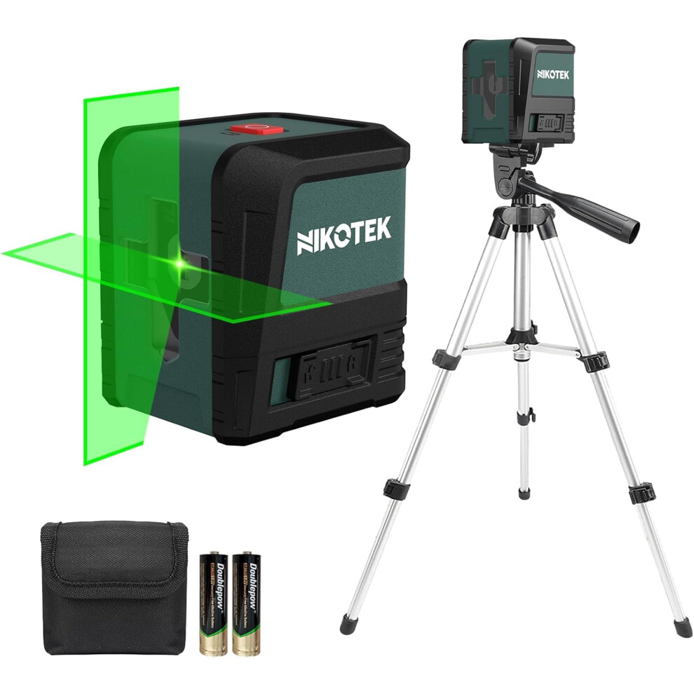 Laser Level With Tripod, Nikotek Green Laser Level Self Leveling Cross Line, Horizontal And Vertical Line Laser Level Ip54 Waterproof And Dustproof 5051221765655