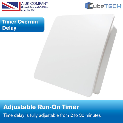 CubeTECH CTEF100t 100mm (4") Quiet Bathroom Extractor Fan with Timer Overrun Delay. White Smooth. 1