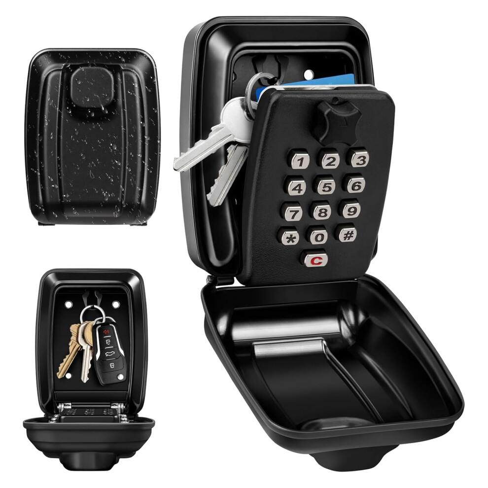 Offof Key Safe Wall Mounted Police Approved,Key Lock Box For Outside 12 Digit Combination Lock Box Spare Key Hider Waterproof Security Lockbox Large 5051222397657