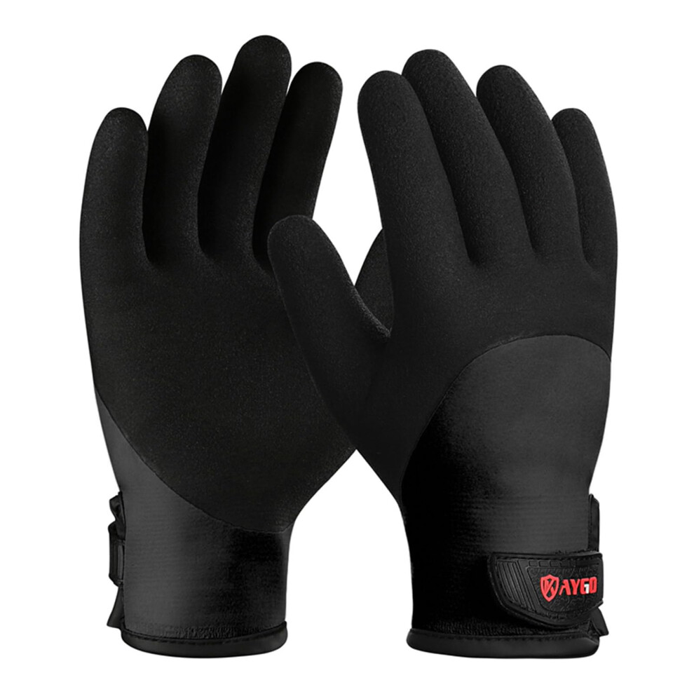Kaygo Waterproof Thermal Work Gloves, Full Hand Latex Coated, Insulated Liner For Freezer Cold Weather Fishing Winter Outdoor Work, Kg140 (Full Black, 5051222361139