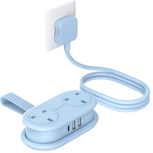 ORICO Travel Extension Lead with USB Slots, 2 Outlets 3 USB Ports (1 USB C), 3250W 13A Socket Extensions, Rollable Externsion Cord for