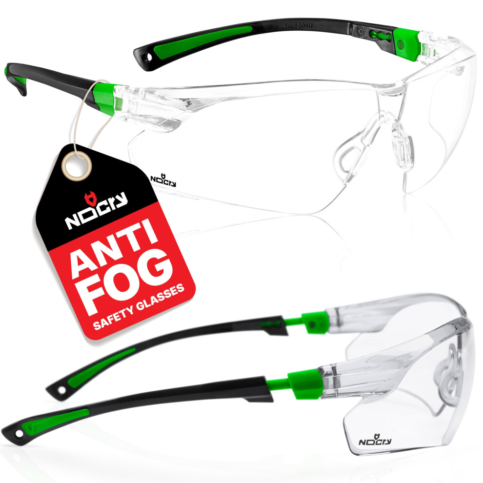Nocry Clear Safety Glasses For Work With Anti Fog Scratch Resistant Wrap-Around Lenses And Non-Slip Grips, Uv Protection. Adjustable Eye Protection 5051221768502