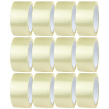 Crimson Starfish Clear Tape 12 Rolls of 48mm x 66m Rolls | Adhesive Clear Packaging Tape for Packing Parcels, Boxes, Cartons, Postage, Moving House |