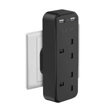 JSVER Double Plug Adapter with 2 USB Charging ports,Multi Sockets Plugs Extension Wall Charger Adapter 13A Power Socket for Travel, Home and Office,