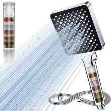 Magichome 25-Stage High Pressure Filter Shower Head with 1.5m Hose & 6 Modes, Removes Residual Chlorine from Hard Water - Ideal for Dry Skin and Hair