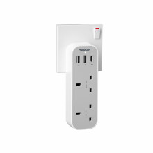 TESSAN Double Plug Adaptor UK with 3 USB, 2 Way MultiPlug Extension Adapter, 13A UK 3 Pin Wall Charger Sockets Power Extender for Home, Kitchen,