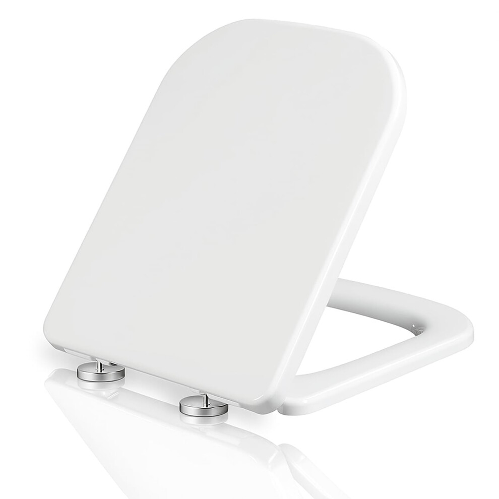 Mass Dynamic Square Toilet Seat With Soft Close Top Fix Toilet Seats With One Button Quick Release Cleaning For Better Hygiene, Rectangle Loo Seat 5051222398616