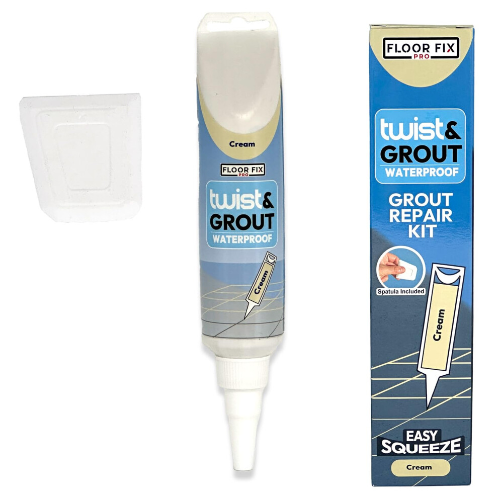 Floor-Fix Pro - Twist & Grout Repair Kit - Premixed & Waterproof Fast Tile Grout Reviver - Bathroom, Shower, Kitchen (Cream) 5051221768434