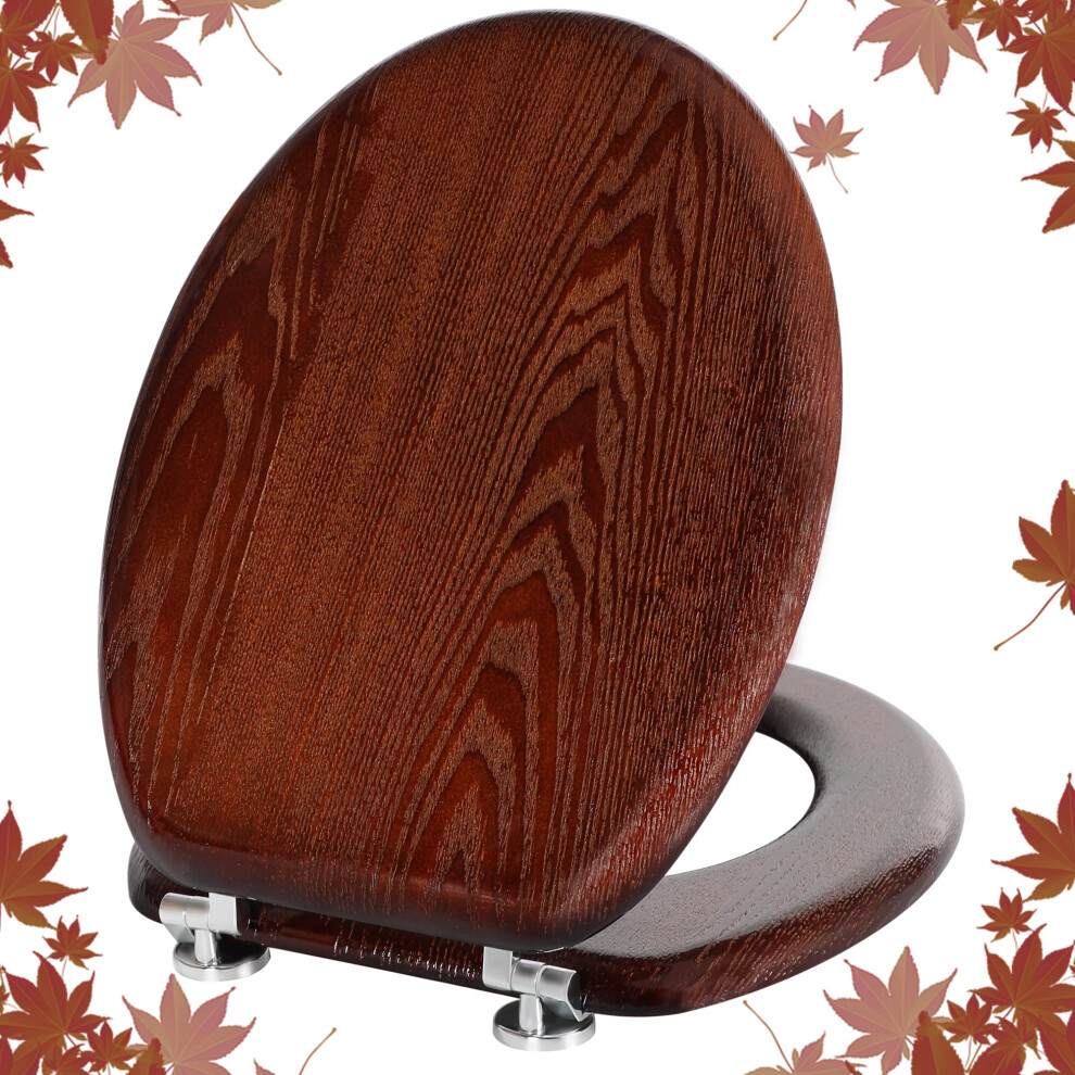 Angel Shield Natural Wooden Toilet Seat With Zinc Alloy Hinges, Easy To Install And Clean, Anti-Pinch, Antibacterial (Dark Walnut) 5051221768687
