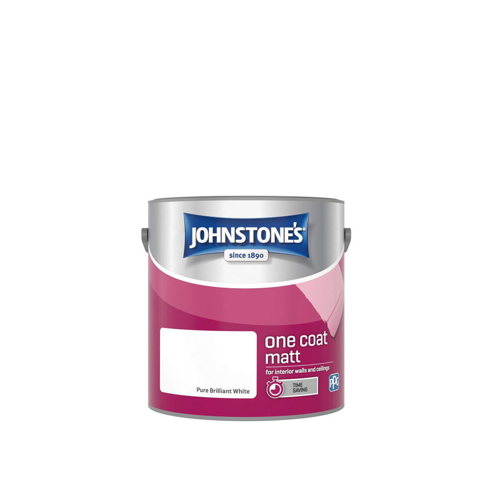 Johnstone's One Coat Matt Emulsion Paint - Pure Brilliant 2.5L White